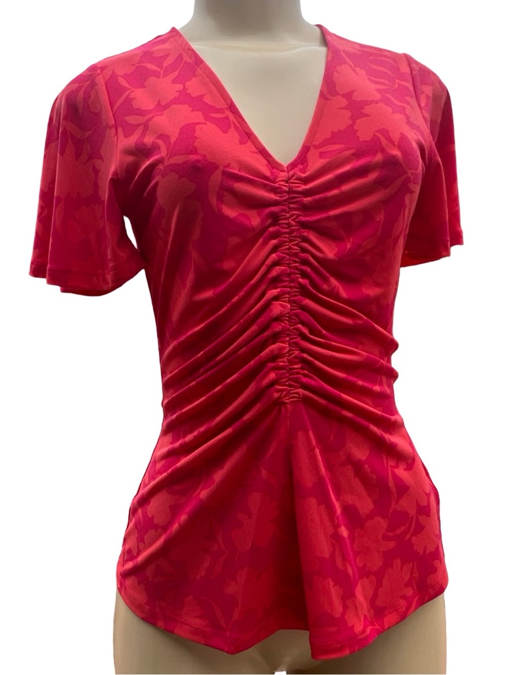 NWT $88 Michael Michael Kors Ruched Flutter Sleeve Top XS